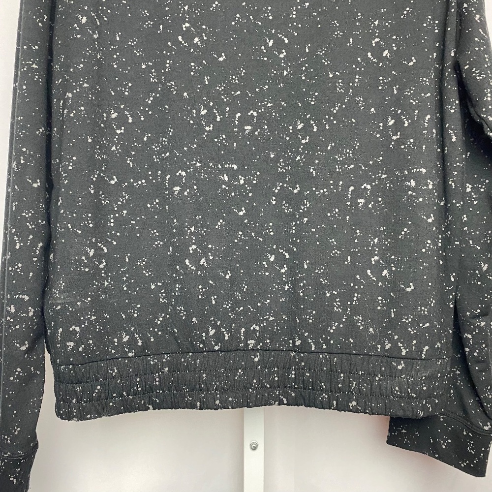 dip Womenʻs Long Sleeve Black w/ Grey Splatter Sweater Top w/ Elastic Hem Large - Picture 4 of 6